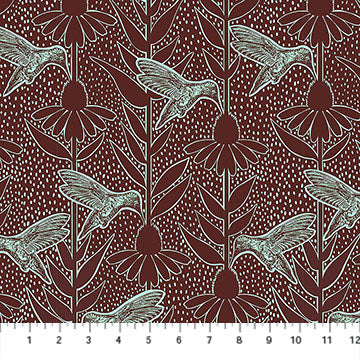 Cotton Print Indelible Ink Humming Patina 44/45" Fabric