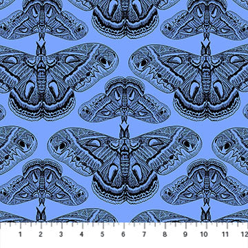 Cotton Print Indelible Ink Cecropia Cerulean 44/45 Fabric