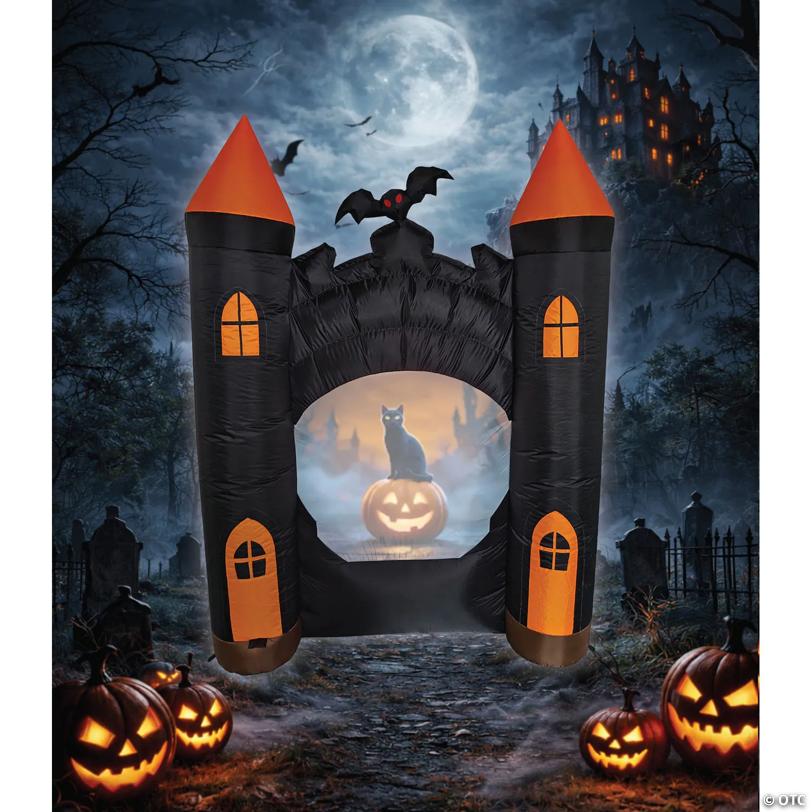ANIMAT3D Inflatable Haunted Castle Animated Light-Up with Sound Outdoor Halloween Decoration