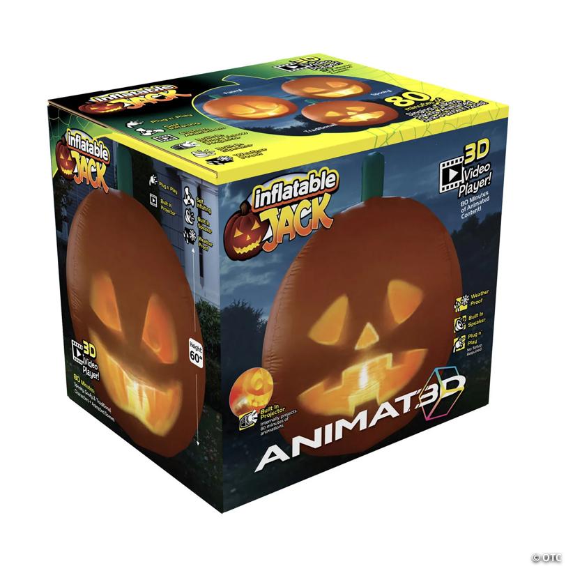 ANIMAT3D Inflatable Jabberin' Jack Animated Light-Up Jack-O'-Lantern Outdoor Halloween Decoration