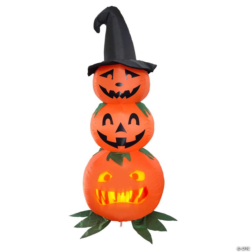 ANIMAT3D Inflatable Stacked Jabberin' Jack Animated Light-up Jack-O'-Lanterns Outdoor Halloween Decoration