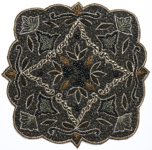 Beaded Floral Applique 7x7 Handmade