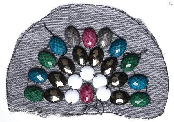 Beaded Applique Mesh Fabric Half-Dome 8 x 5.5