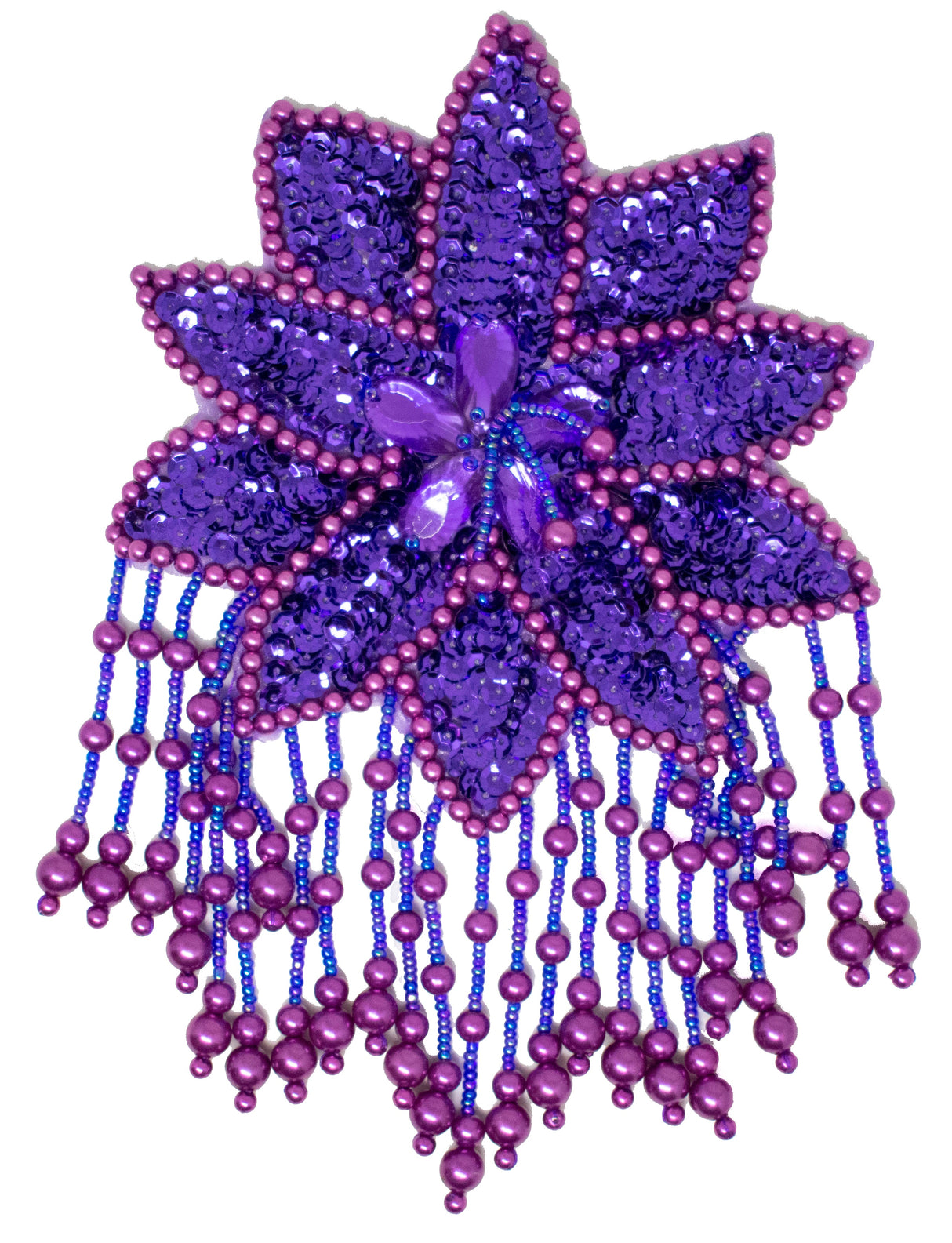 Beaded Sequins Flower Applique 7.30" x 5"