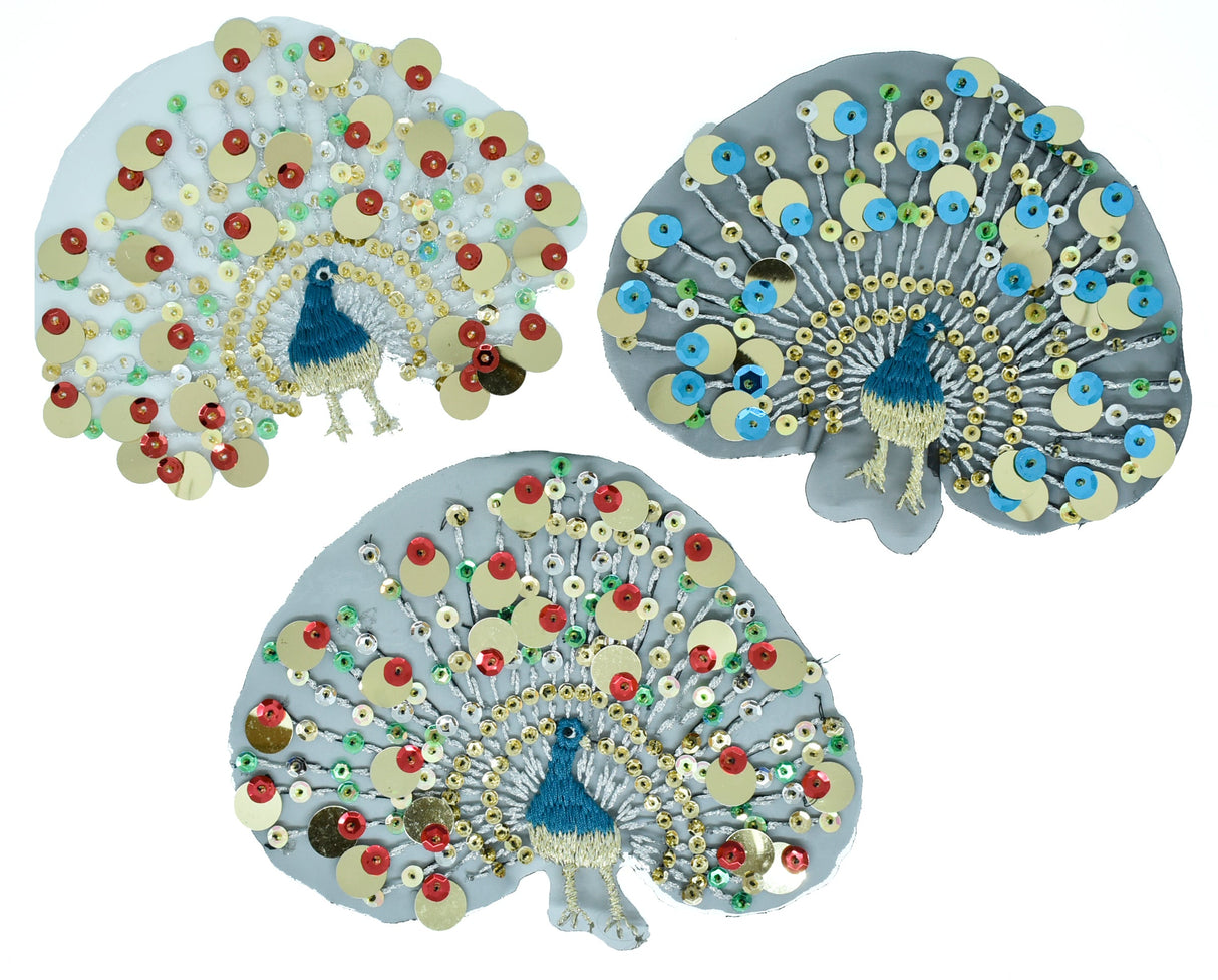 Peacock Sequined Applique 7.25" x 5.50"