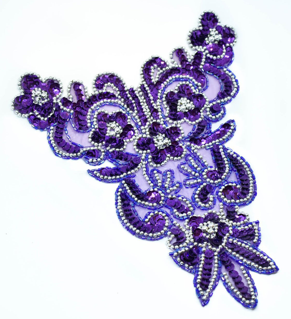Beaded Applique Floral Sequins 7.5 x 9.5
