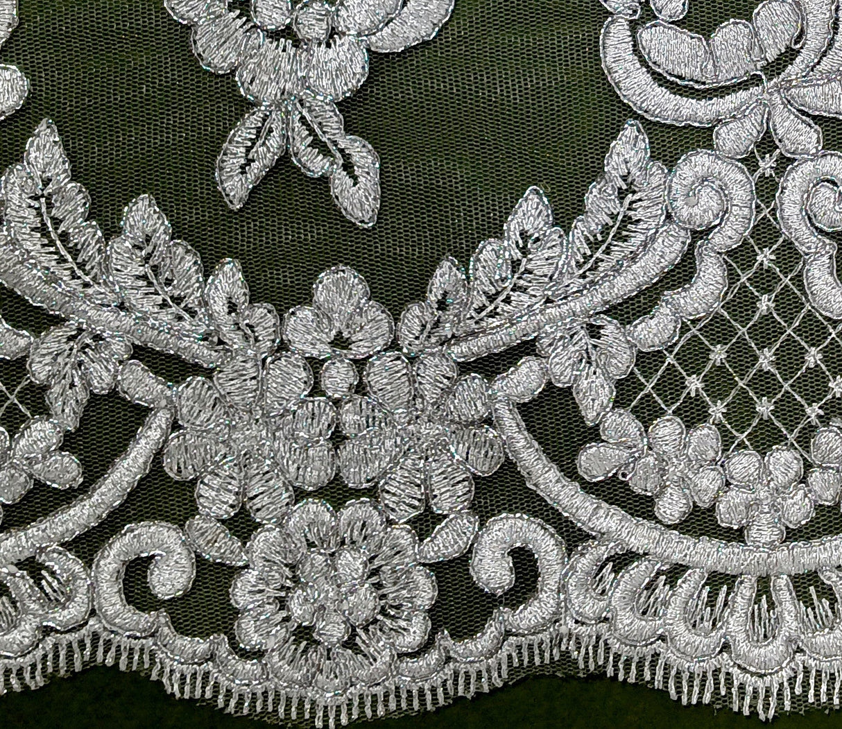 Polyester Lace Trim Corded Double-Sided Embroidered 10"