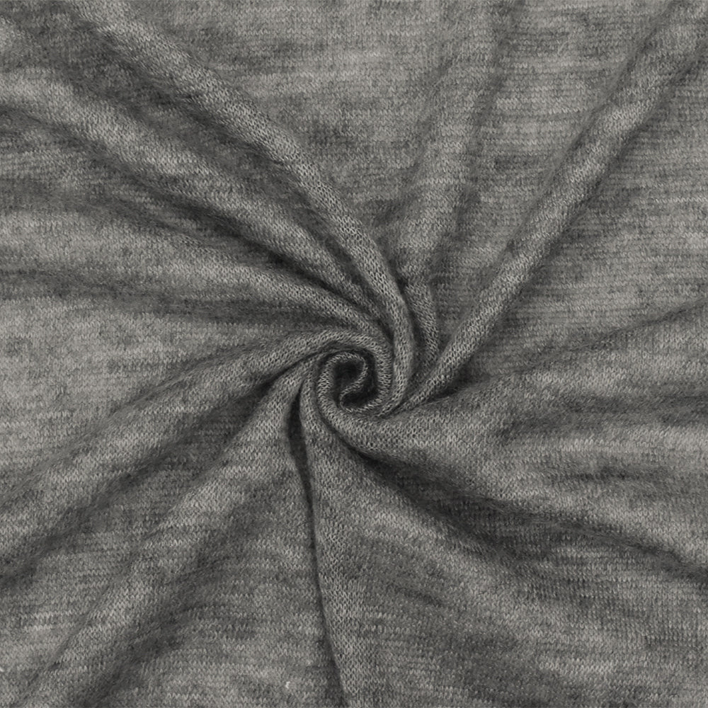 1 Yard Heather Winter Gray Stretch Poly-Wool Jersey Knit Fabric 50 Inches Wide