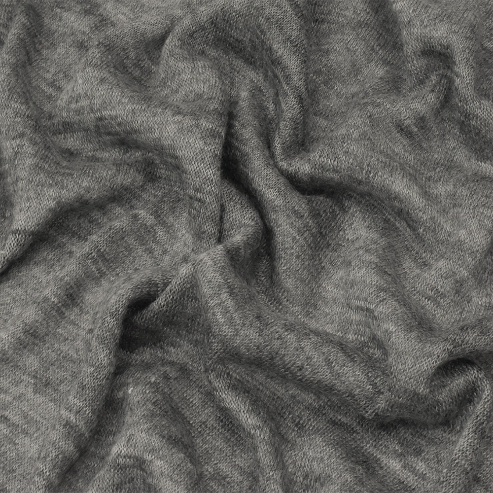 1 Yard Heather Winter Gray Stretch Poly-Wool Jersey Knit Fabric 50 Inches Wide