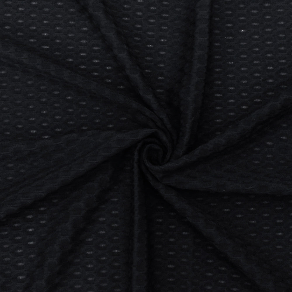 1 Yard Pure Black 3D Mesh Stretch Nylon Knit Fabric for Activewear Swimwear Dancewear Apparel 55 Inches Width