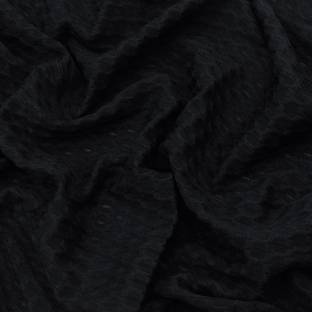 1 Yard Pure Black 3D Mesh Stretch Nylon Knit Fabric for Activewear Swimwear Dancewear Apparel 55 Inches Width