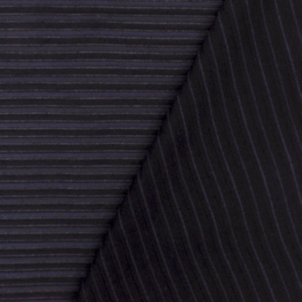 1 Yard Night Navy Blue & Black Stripe Stretch Semi Sheer Knit Textured Soft Fabric, 48 Inches Width