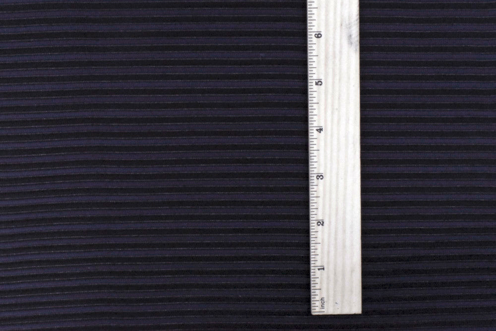 1 Yard Night Navy Blue & Black Stripe Stretch Semi Sheer Knit Textured Soft Fabric, 48 Inches Width