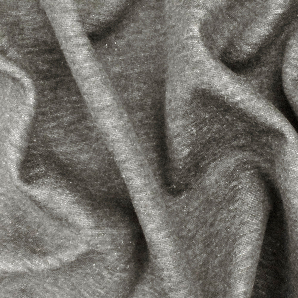 1 Yard Heather Gray & Black Texture Stretch Double Knit Fabric Soft Textured, 57 Inches Width