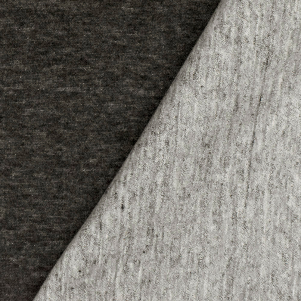 1 Yard Heather Gray & Black Texture Stretch Double Knit Fabric Soft Textured, 57 Inches Width