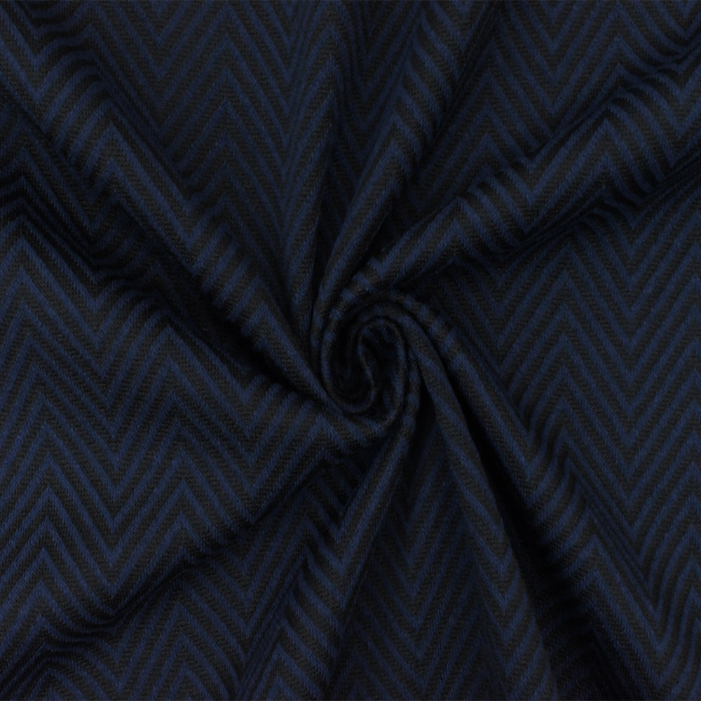 1 Yard Night Blue Black Chevron Jacquard Double Knit Fabric for Apparel and Jackets 57 Inches Width