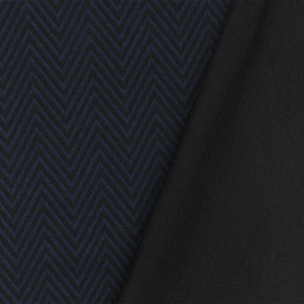 1 Yard Night Blue Black Chevron Jacquard Double Knit Fabric for Apparel and Jackets 57 Inches Width