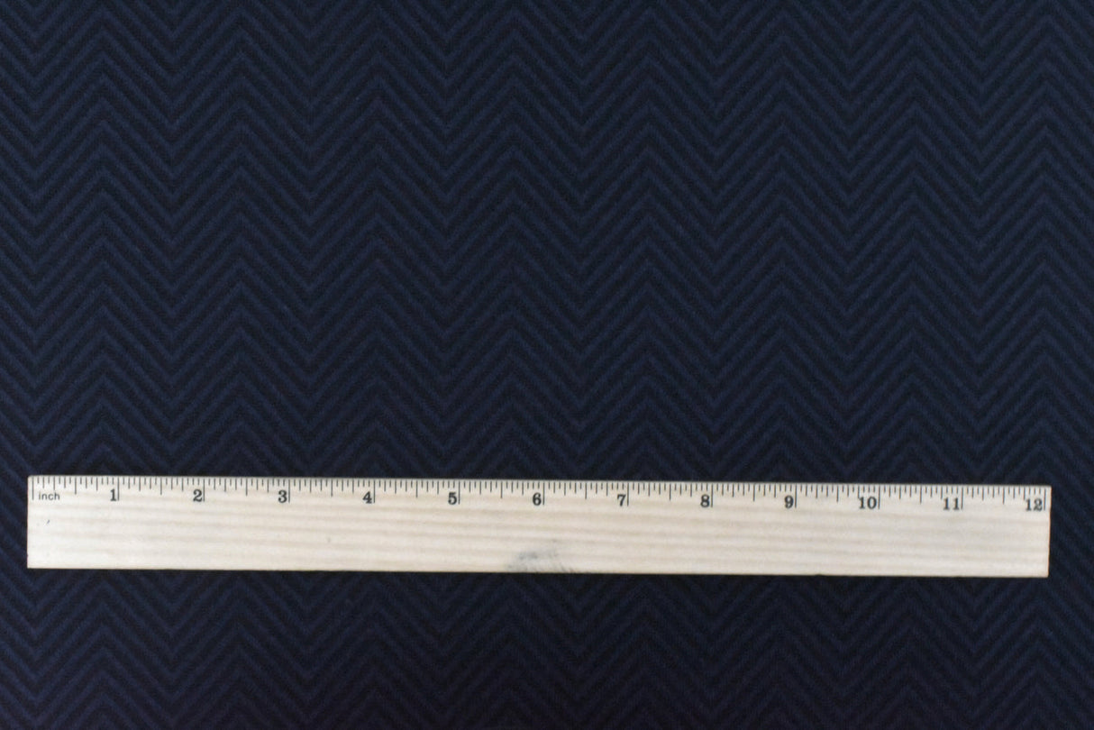 1 Yard Night Blue Black Chevron Jacquard Double Knit Fabric for Apparel and Jackets 57 Inches Width