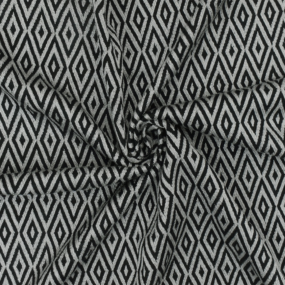 1 Yard Faded Gray Black Diamond Jacquard Stretch Rayon Knit Fabric 50 Inches