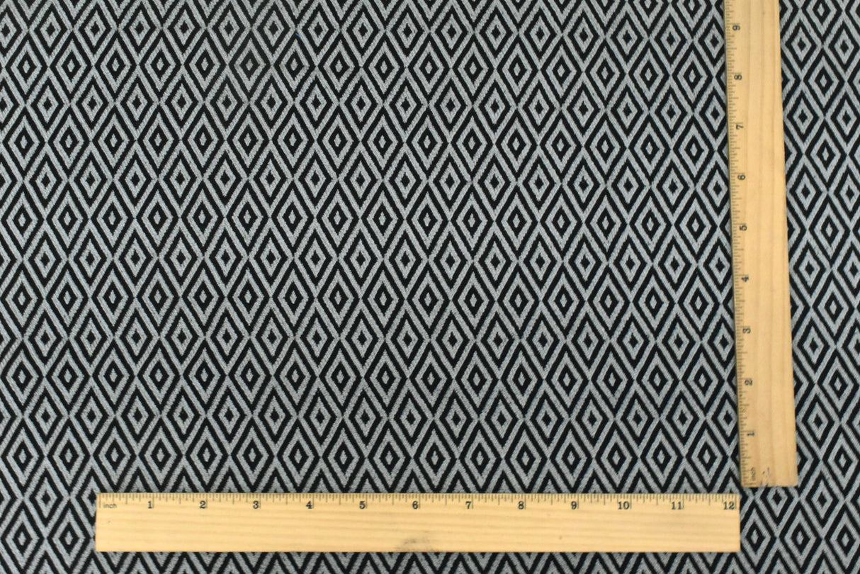 1 Yard Faded Gray Black Diamond Jacquard Stretch Rayon Knit Fabric 50 Inches