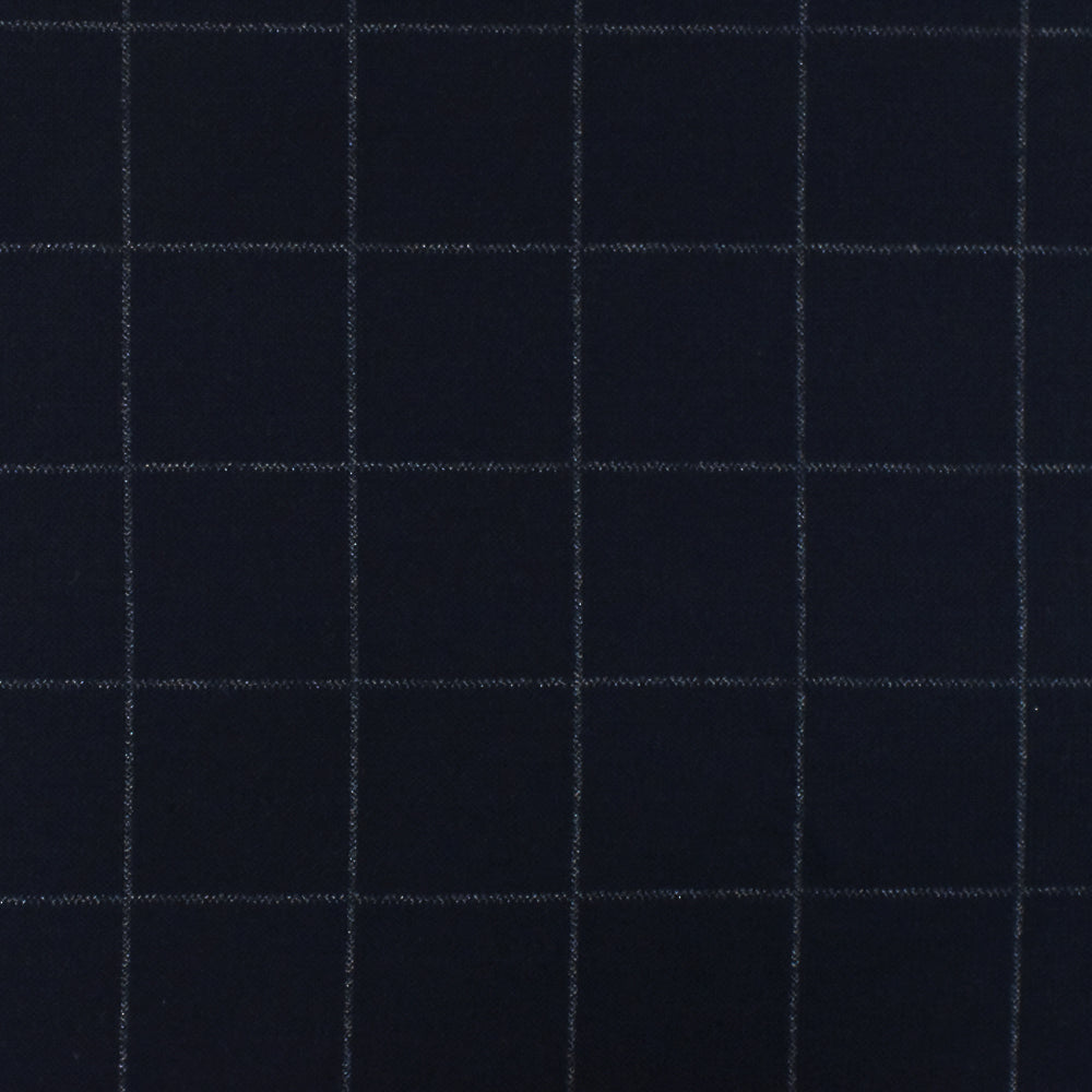 1 Yard Stark Navy White Check Printed Polyester Wool Double Knit Fabric 53 Inches