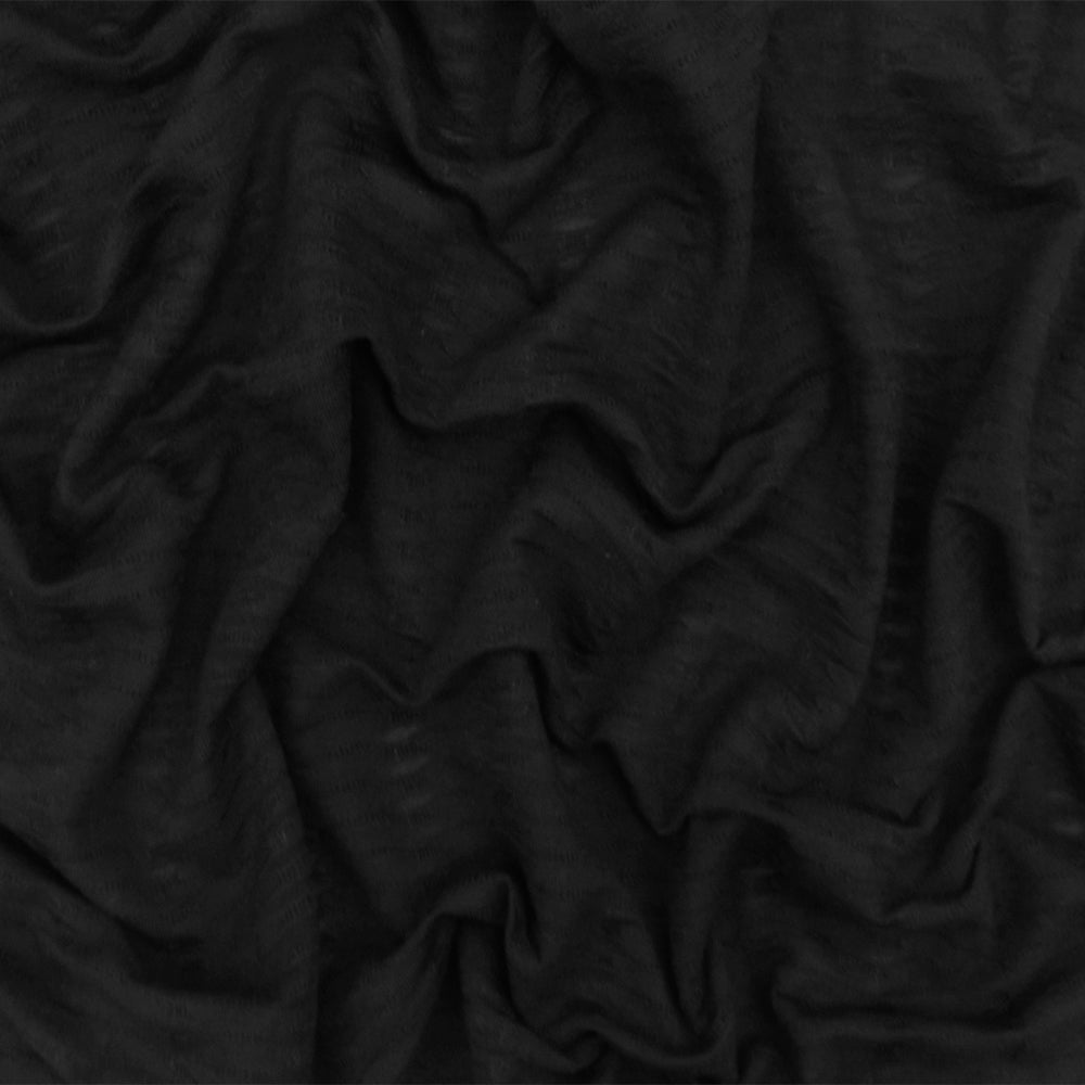 1 Yard Pure Black Cable Style Stretch Knit Fabric Semi Sheer 52 Inches Wide