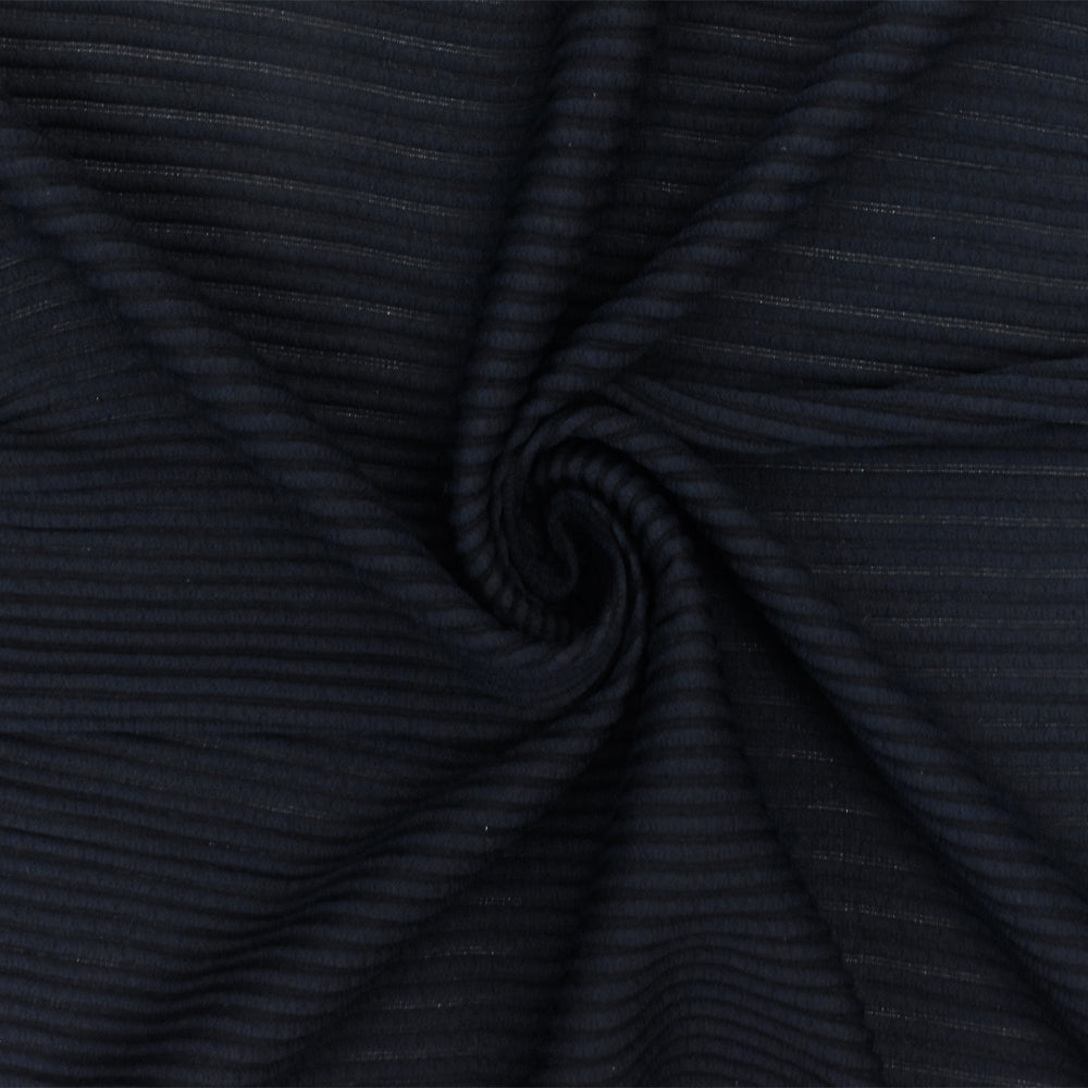 1 Yard Black Blue 3D Stripe Stretch Semi Sheer Knit Fabric 48 Inches