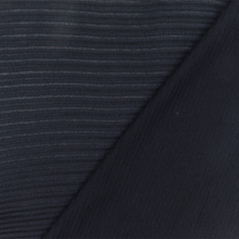 1 Yard Black Blue 3D Stripe Stretch Semi Sheer Knit Fabric 48 Inches