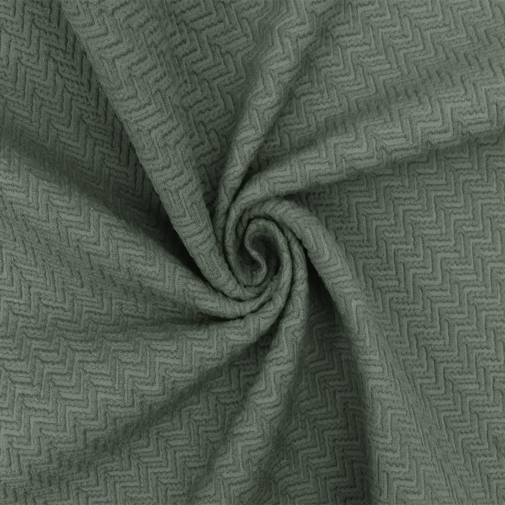 1 Yard Hunting Gray 3D Abstract Chevron Cloque Stretch Double Knit Fabric 51 Inches