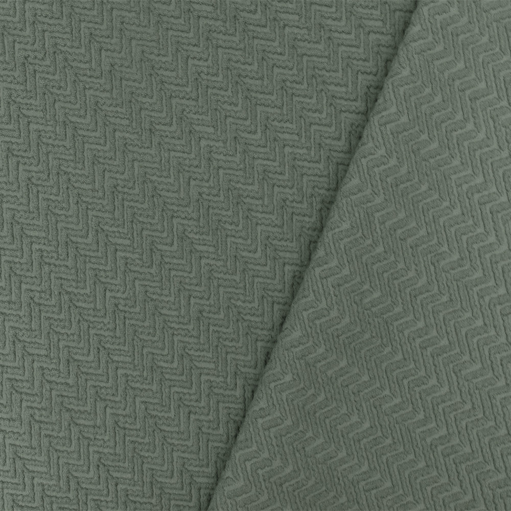 1 Yard Hunting Gray 3D Abstract Chevron Cloque Stretch Double Knit Fabric 51 Inches