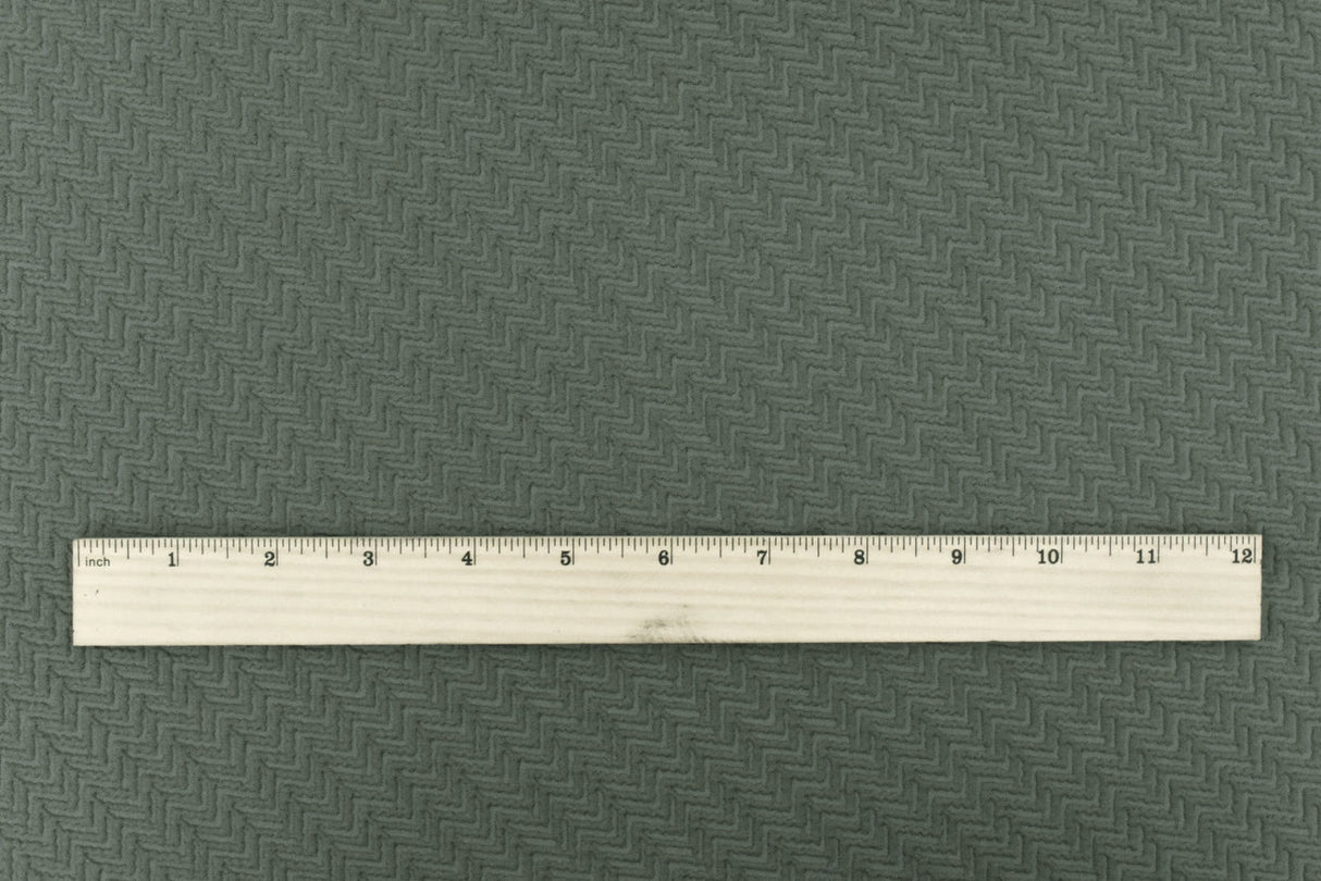 1 Yard Hunting Gray 3D Abstract Chevron Cloque Stretch Double Knit Fabric 51 Inches