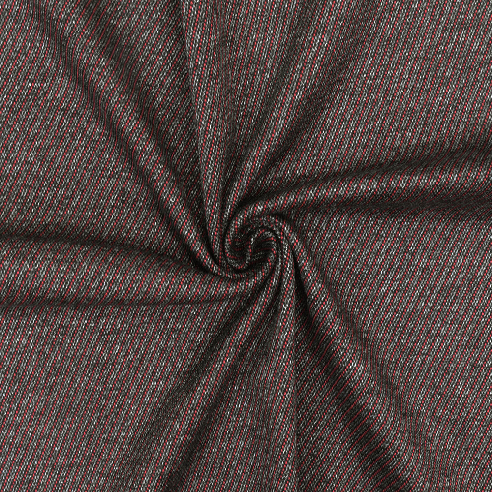 1 Yard Red Black White Twill-Like Textured Stretch Double Knit Fabric for Jackets, Coats & Apparel 54 Inches Wide