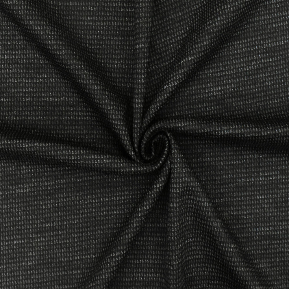 1 Yard Void Black Gray Wool Blend Textured Double Knit Fabric for Coats Suits & Dresses 69 Inches Wide