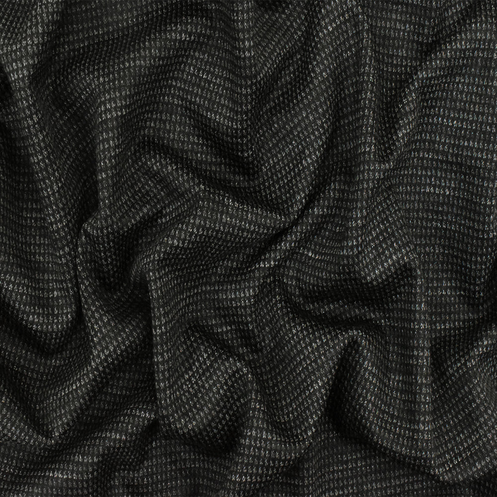 1 Yard Void Black Gray Wool Blend Textured Double Knit Fabric for Coats Suits & Dresses 69 Inches Wide