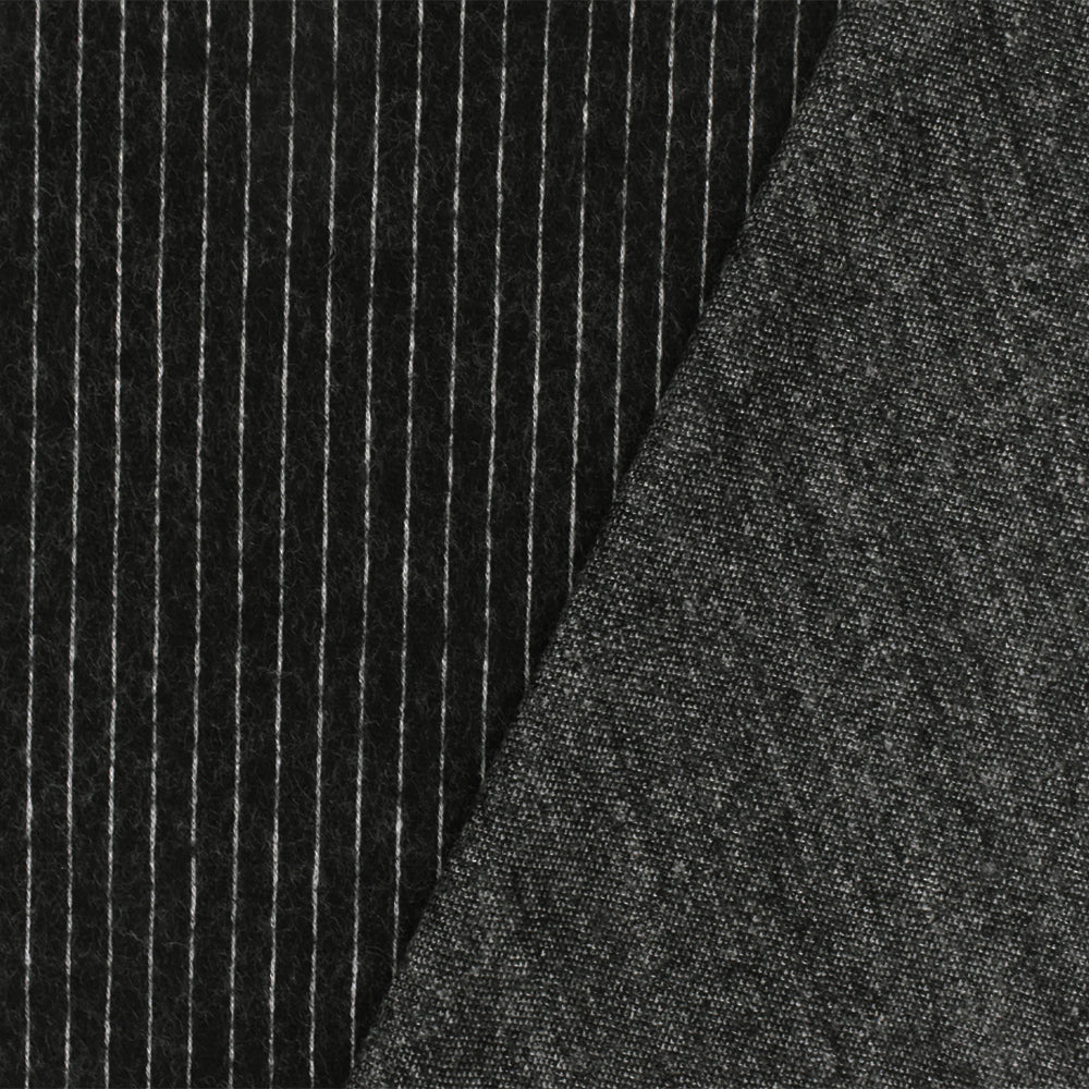 1 Yard Soft Black White Stripe Stretch Wool Brushed Double Knit Fabric 51 Inches