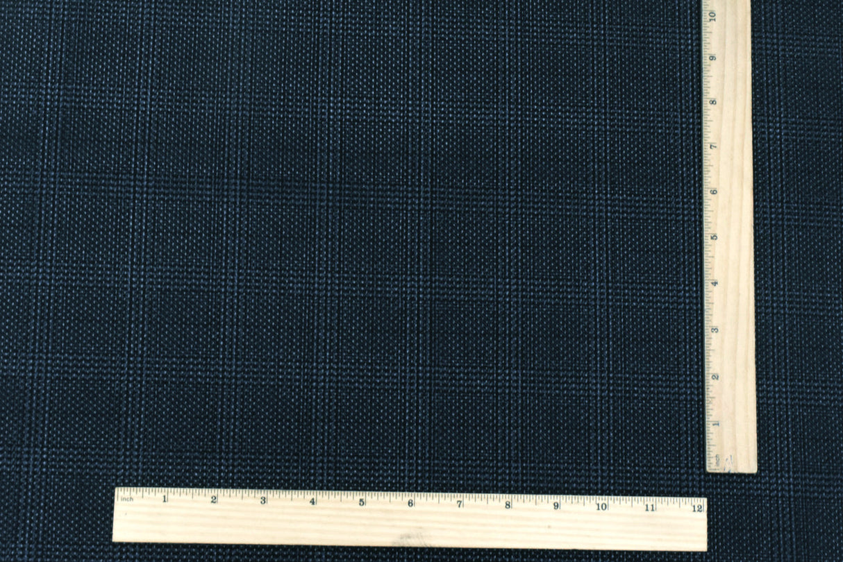 1 Yard Dusty Blue Black Plaid Stretch Polyester Mesh Knit Fabric Wide Athletic Grade 62 Inches