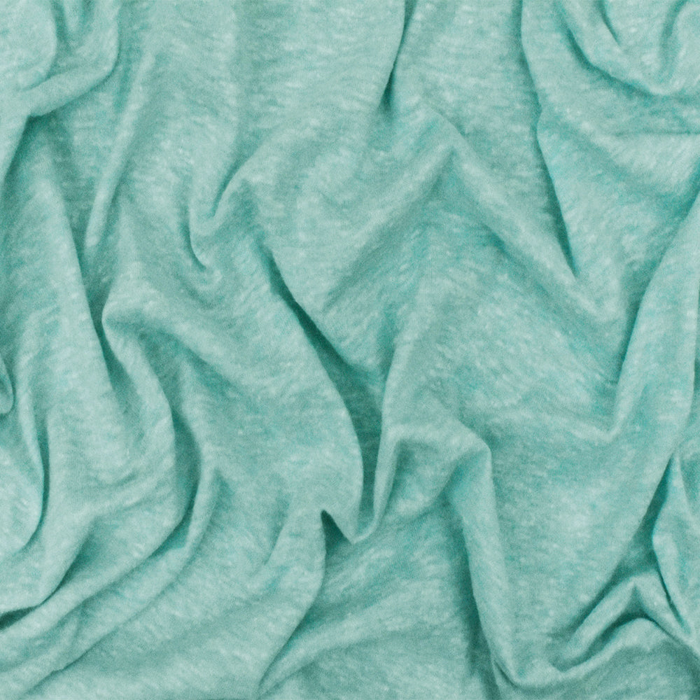1 Yard Clean Teal White Slub Texture Stretch Polyester Jersey Knit Fabric for Apparel Blouses Dresses 59 Inches Width