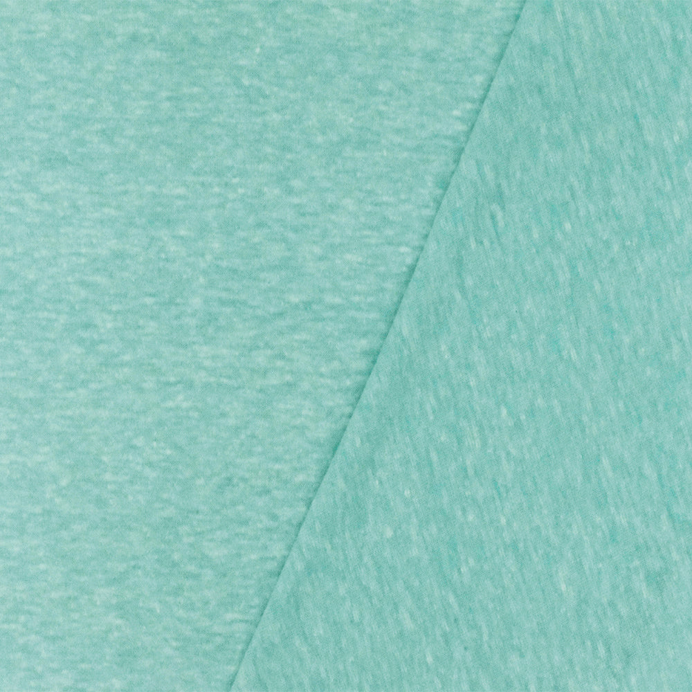 1 Yard Clean Teal White Slub Texture Stretch Polyester Jersey Knit Fabric for Apparel Blouses Dresses 59 Inches Width