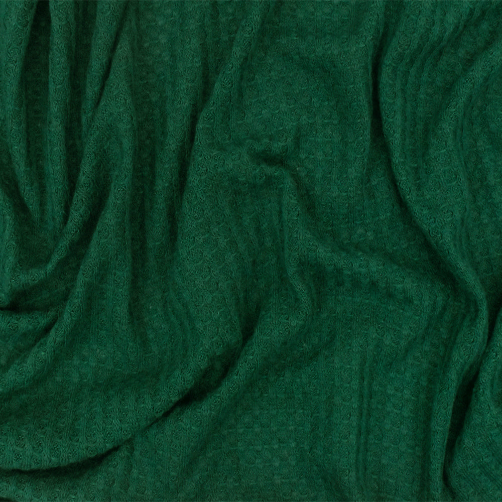 1 Yard Kelly Green Solid Stretch Polyester Thermal Waffle Knit Fabric for Activewear Dresses Blouses 64 Inches Width