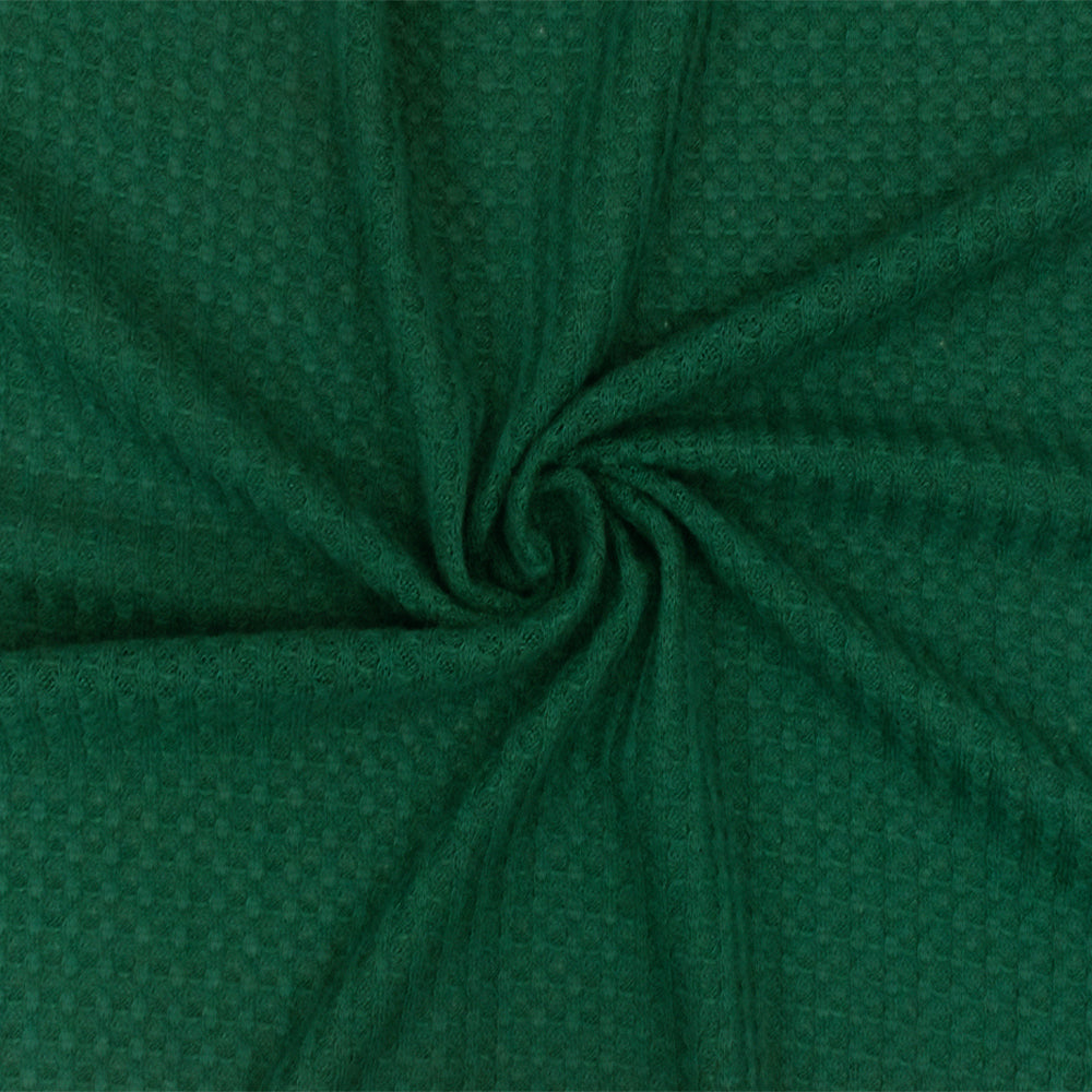 1 Yard Kelly Green Solid Stretch Polyester Thermal Waffle Knit Fabric for Activewear Dresses Blouses 64 Inches Width