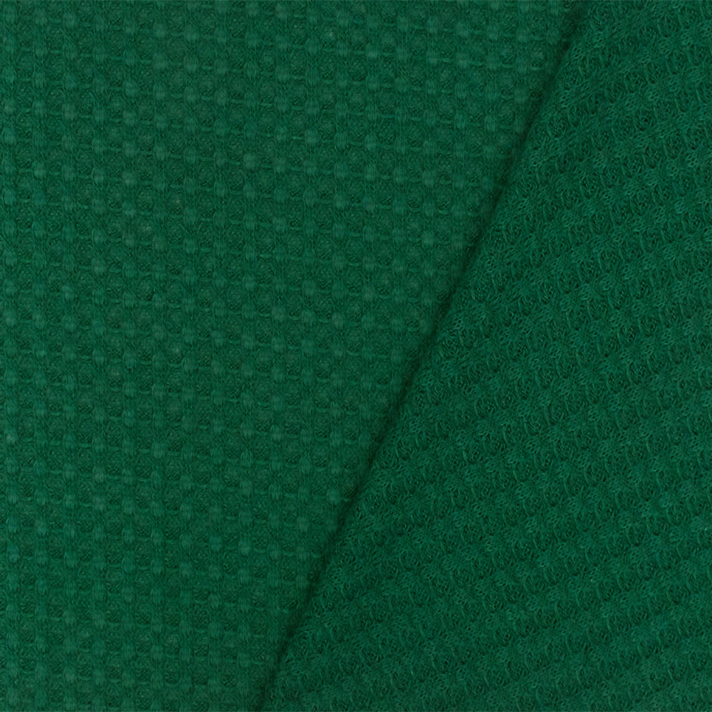 1 Yard Kelly Green Solid Stretch Polyester Thermal Waffle Knit Fabric for Activewear Dresses Blouses 64 Inches Width