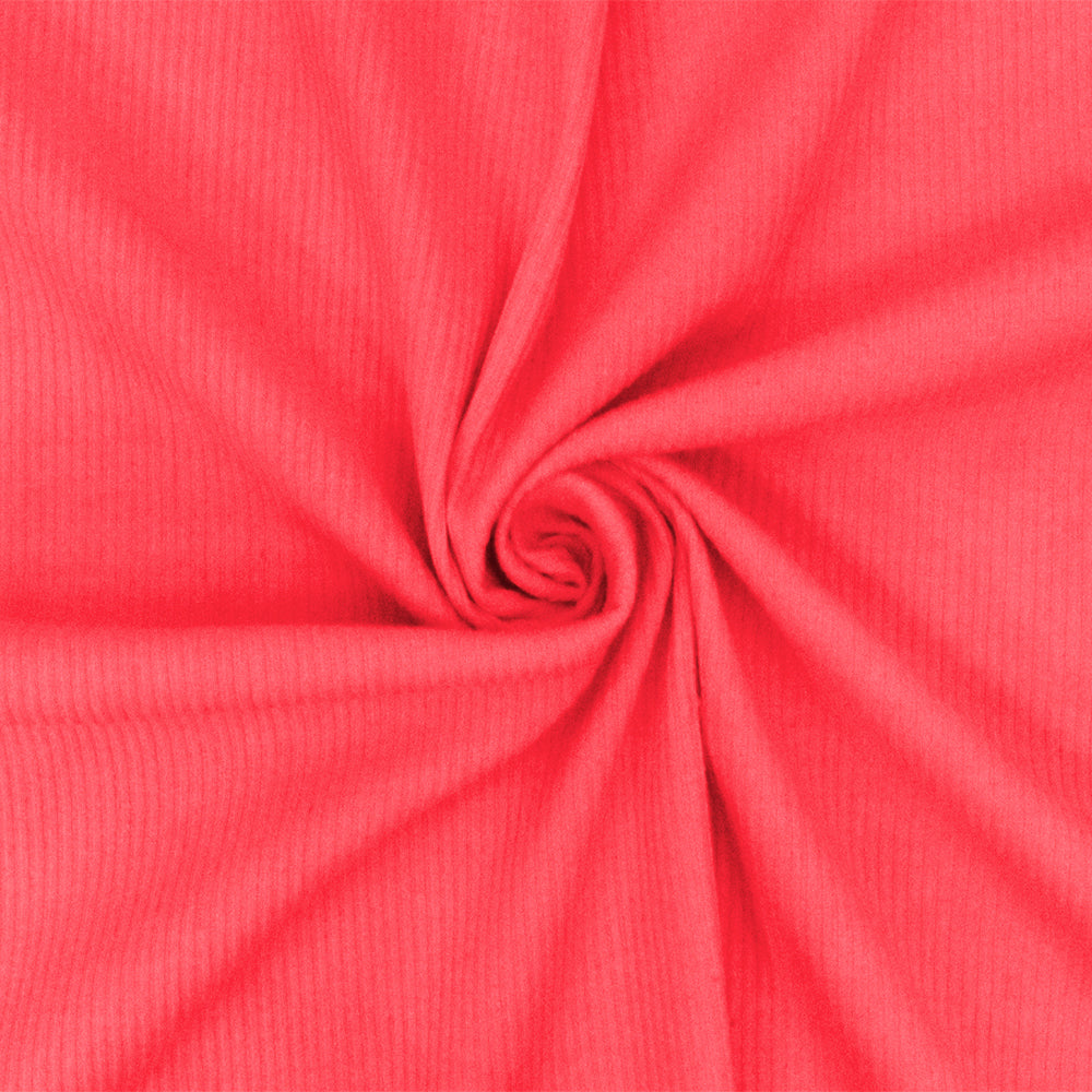 1 Yard Neon Pink Solid Stretch Polyester 4X2 Rib Knit Fabric for Activewear Dresses Jackets 53 Inches Width