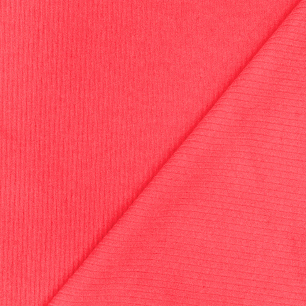 1 Yard Neon Pink Solid Stretch Polyester 4X2 Rib Knit Fabric for Activewear Dresses Jackets 53 Inches Width