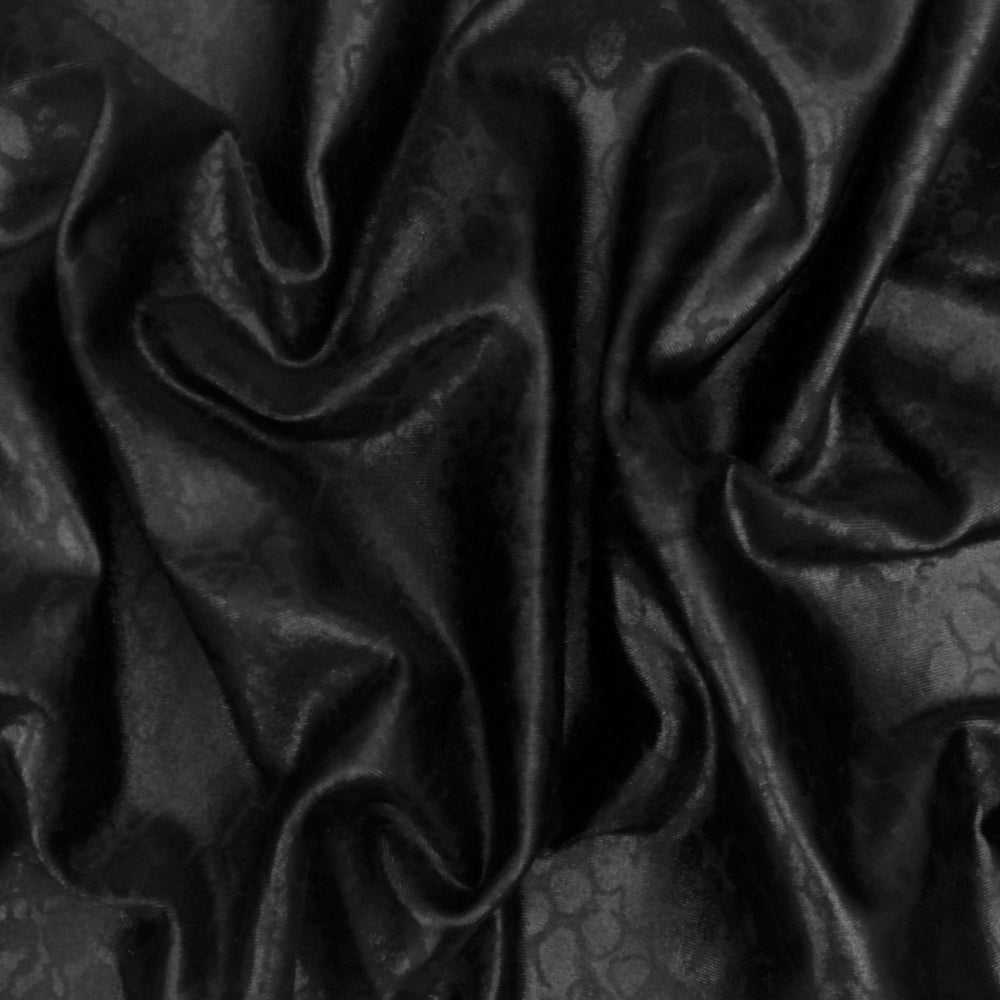 1 Yard Pearl Black Reptile Print Stretch Tricot Swimwear Fabric 57 Inches Wide