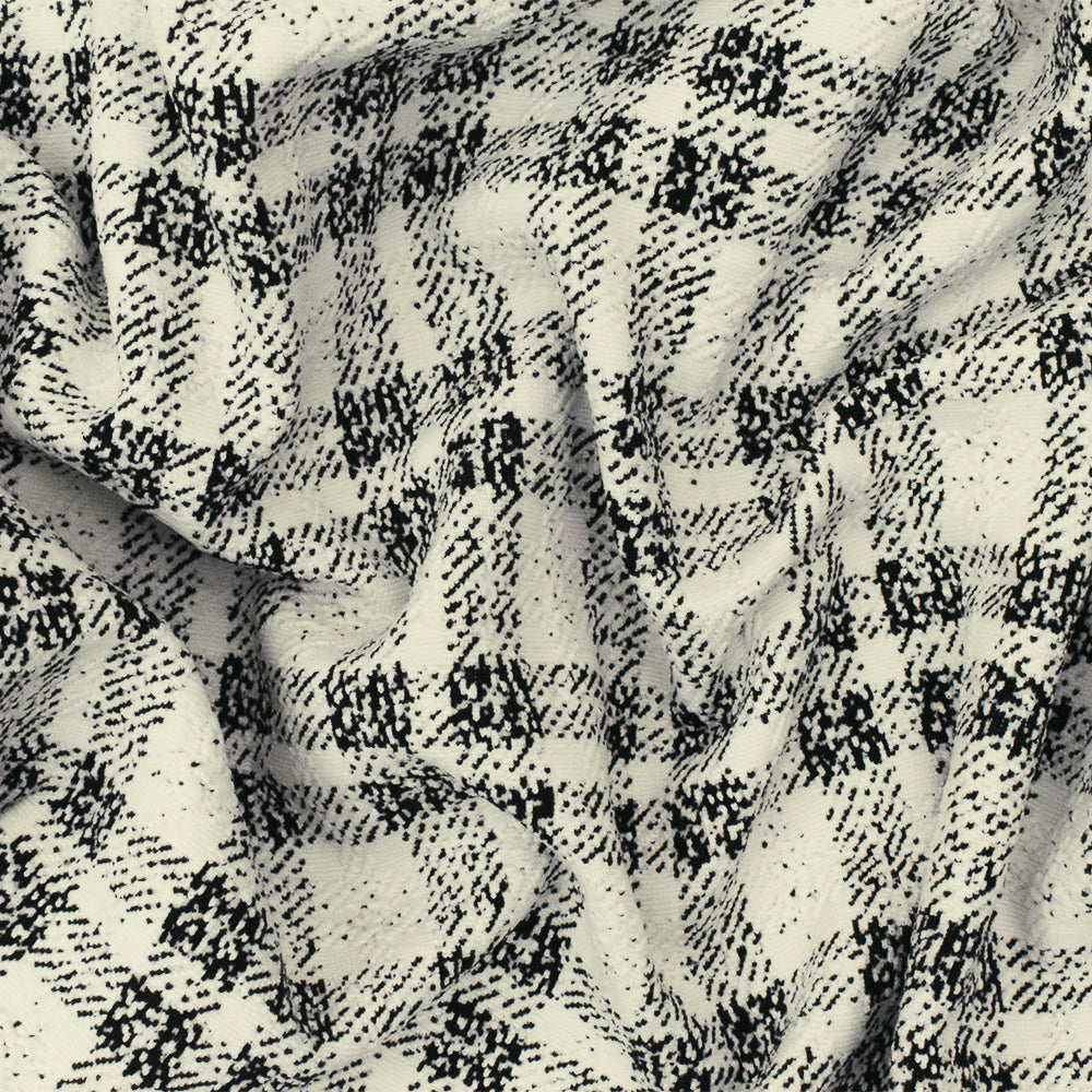 1 Yard Black and White Plaid Jacquard Stretch Nylon Spandex Fabric for Sportswear and Fashion Projects 47 Inches Width