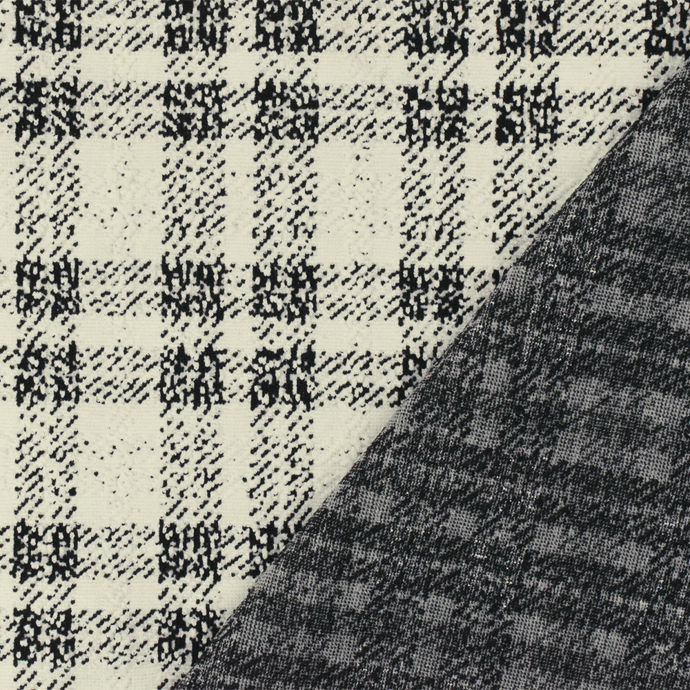 1 Yard Black and White Plaid Jacquard Stretch Nylon Spandex Fabric for Sportswear and Fashion Projects 47 Inches Width