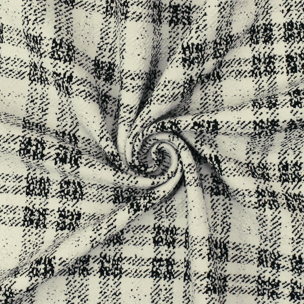 1 Yard Black and White Plaid Jacquard Stretch Nylon Spandex Fabric for Sportswear and Fashion Projects 47 Inches Width