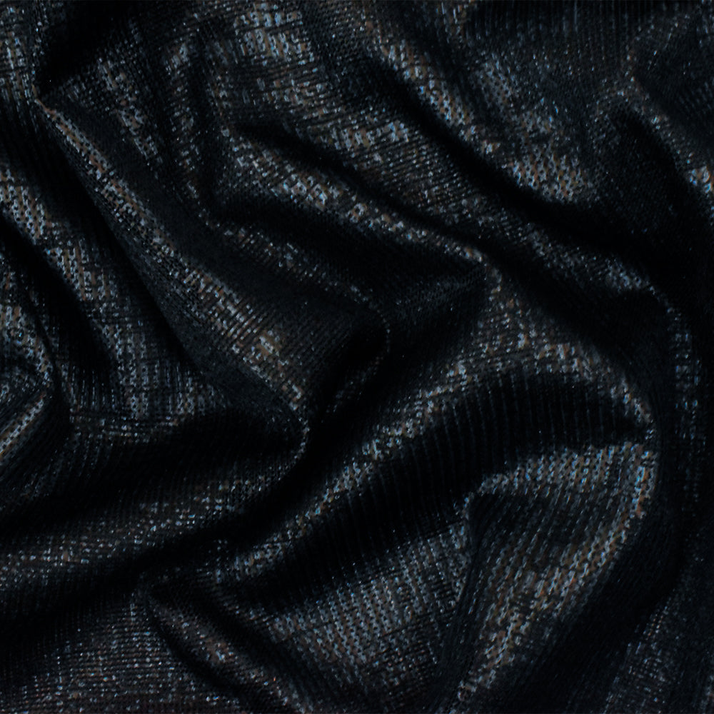 1 Yard Blue-Black Textured Print Stretch Knit Fabric for Activewear and Performance Apparel 58 Inches Width