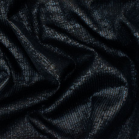 1 Yard Blue-Black Textured Print Stretch Knit Fabric for Activewear and Performance Apparel 58 Inches Width
