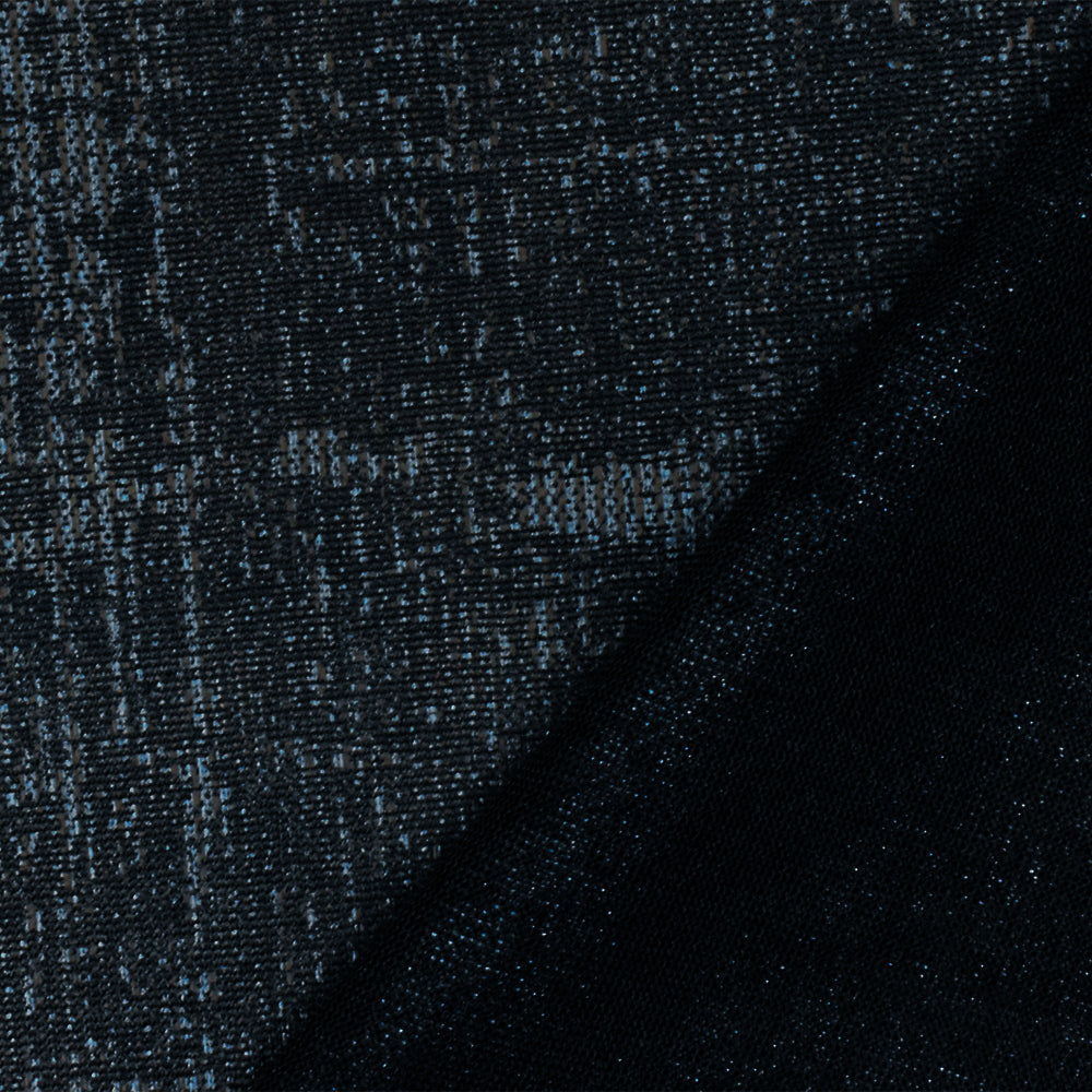 1 Yard Blue-Black Textured Print Stretch Knit Fabric for Activewear and Performance Apparel 58 Inches Width